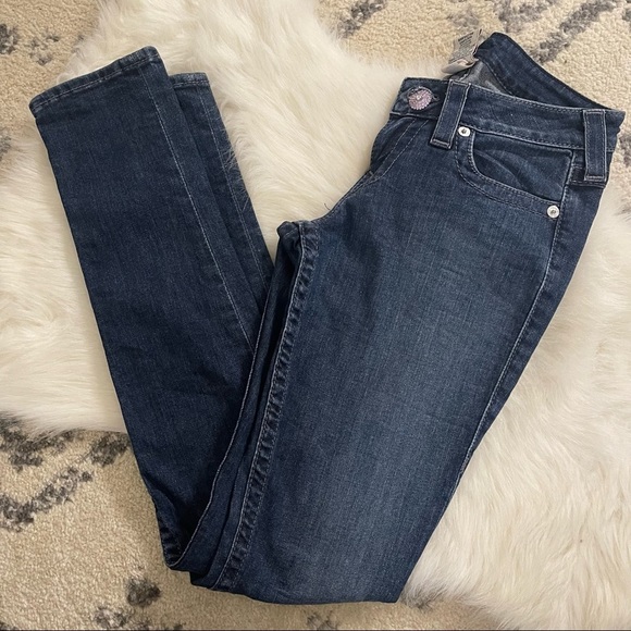 True Religion slim straight leg denim bling jeans size 27 - Picture 2 of 9